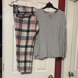 Sonoma Gray and Plaid Pajama Set size xxl